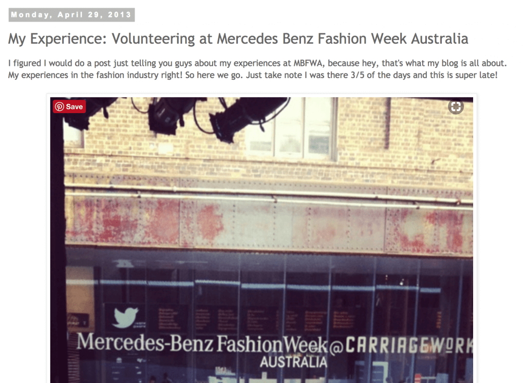 Photo of My Experience: Volunteering at Mercedes Benz Fashion Week Australia from lesimplyclassy.blogspot.com