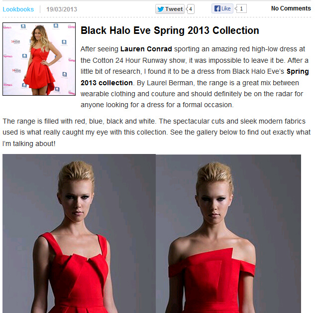 Photo of Black Halo Eve spring 2013 from 2threads.com