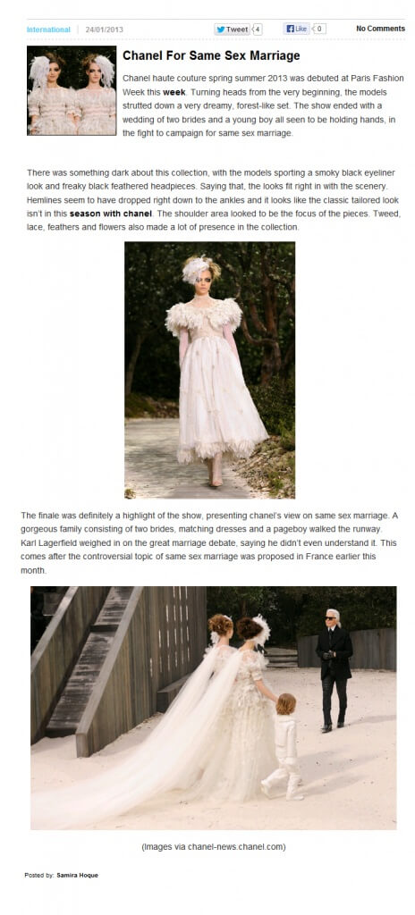 Photo of Chanel For Same Sex Marriage from 2threads.com