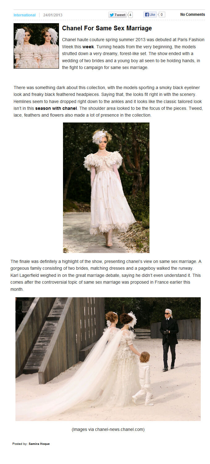 Photo of Chanel For Same Sex Marriage from 2threads.com