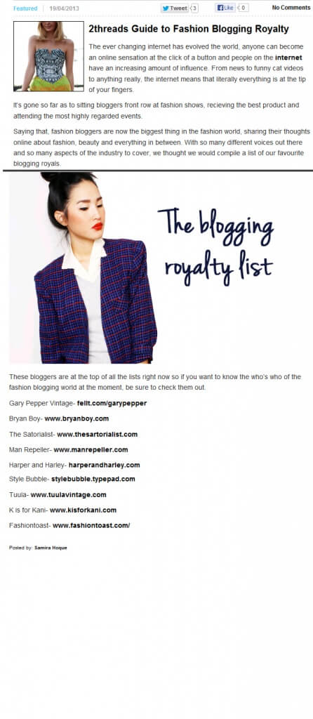 Photo of Guide to fashion blogging royalty from 2threads.com