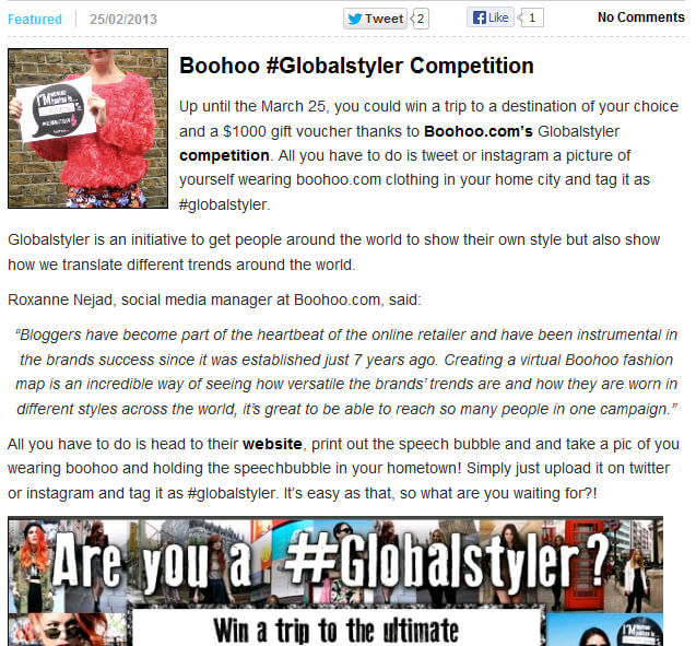 Photo of Boohoo #Globalstyler Comp from 2threads.com