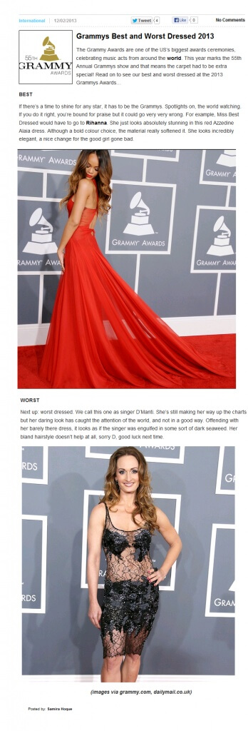 Photo of Grammys worst and best dressed 2013 from 2threads.com