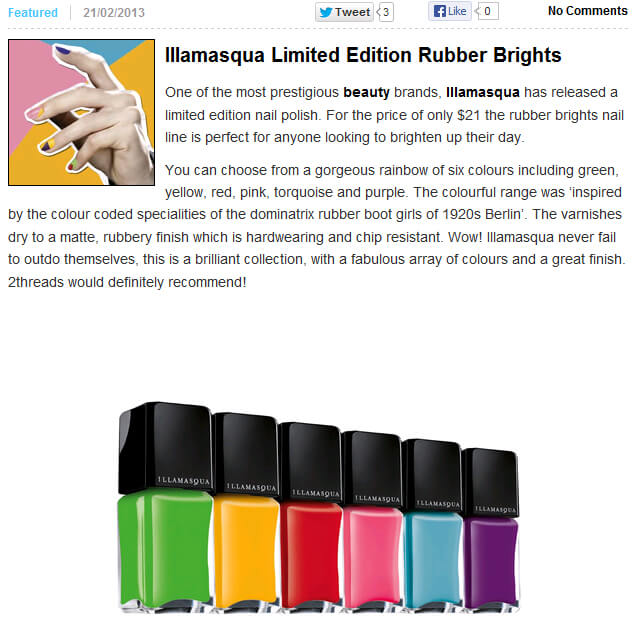 Photo of Illamasqua Rubber Brights from 2threads.com