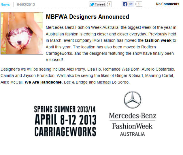 Photo of MBFWA Designers Announced from 2threads.com