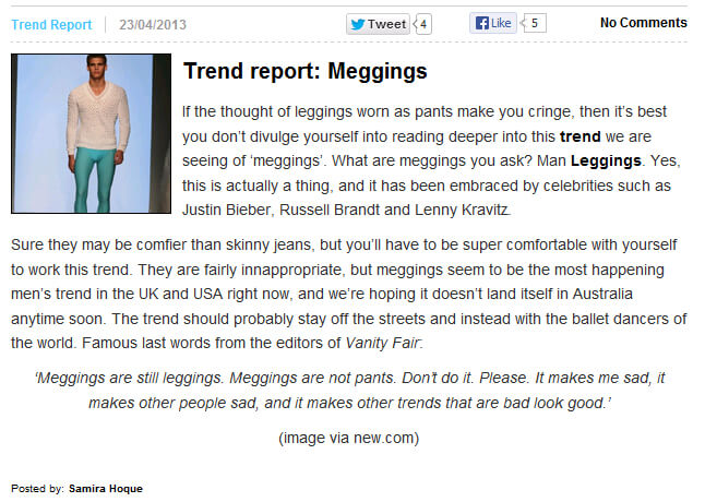 Photo of Trend Report: Meggings from 2threads.com