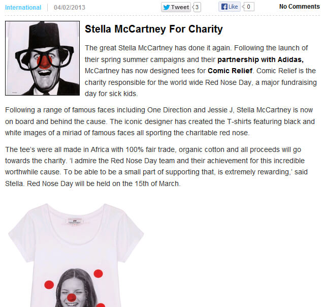 Photo of Stella McCartney for charity from 2threads.com