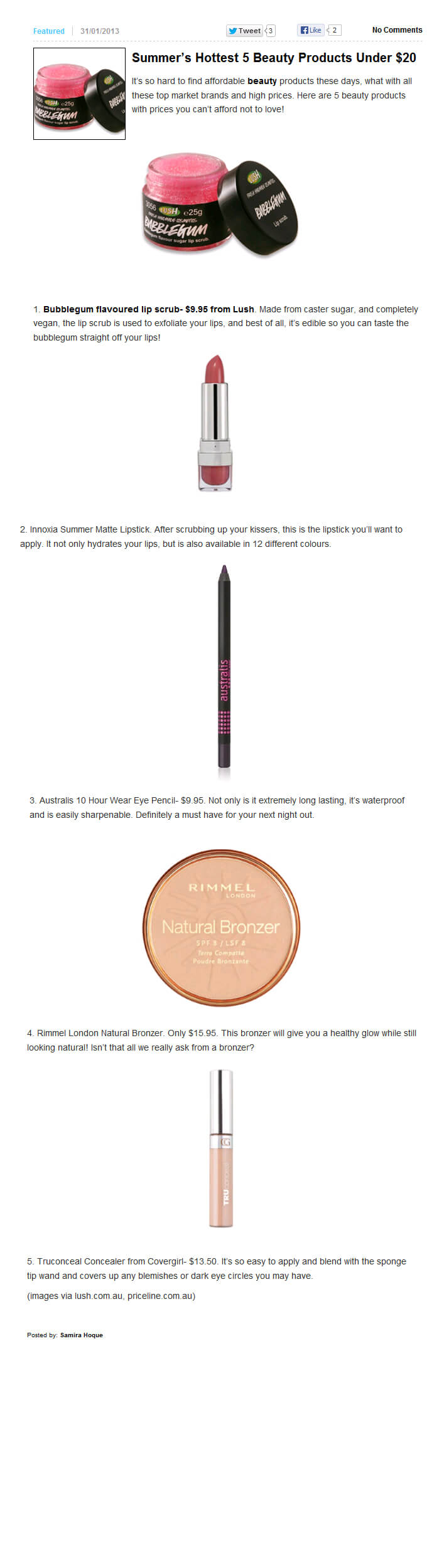 Photo of Summers Hottest Beauty Products Under $20 from 2threads.com